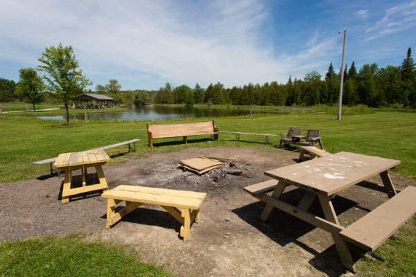 The bonfire pit at Upper Canada Camp, a centre for Christian Groups to book retreats in the Canadian wilderness